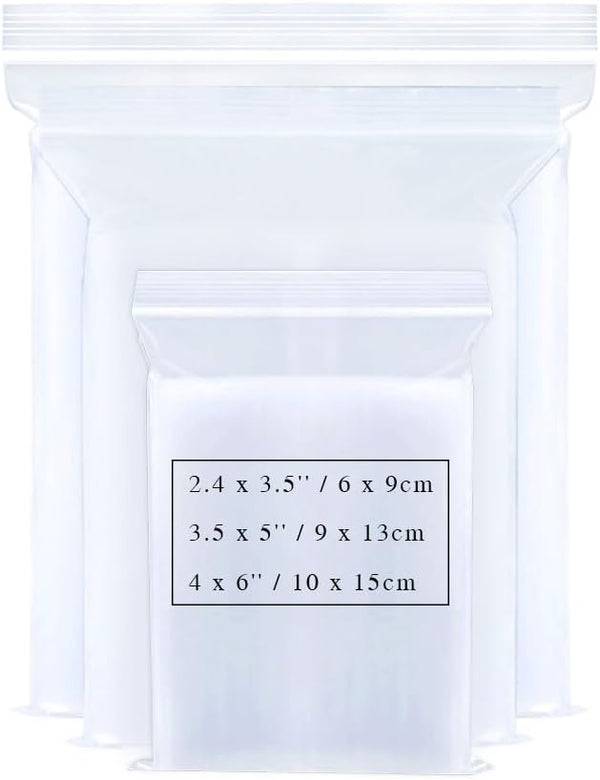 Small Plastic Bags for Jewelry, 300pcs Resealable Zip Bags Clear Zipper Baggies for Beads, Board Games, Pill Storage