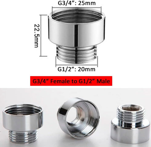 Brass Faucet Adapter, G3/4" to G1/2" Faucet Aerator Adapter Hose Thread Fitting Connector for Washing Machine Dishwasher Garden (Chrome Silver) by TOOLSTAR