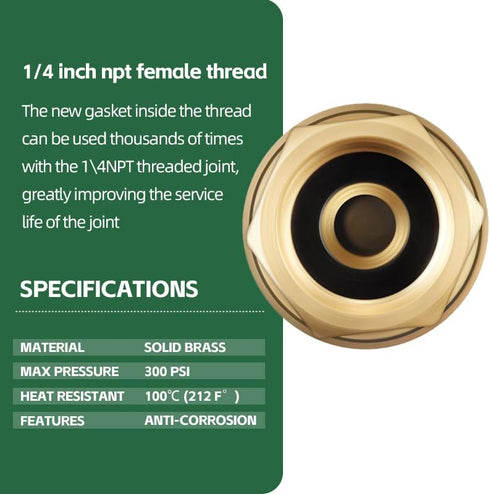 Yolass 8Pcs 1/4”NPT 360°Swivel Brass Rotary Coupler, 1/4”NPT Air Hose Fittings, Quick Connection Fittings