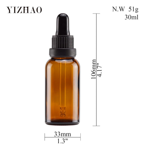 YIZHAO Amber Glass Dropper Bottle 1oz, Tincture Bottles with Glass Dropper, for Essential Oils, Aromatherapy, Cosmetic, Laboratory, Pharmacy, Liquids, Travel –6 Pcs