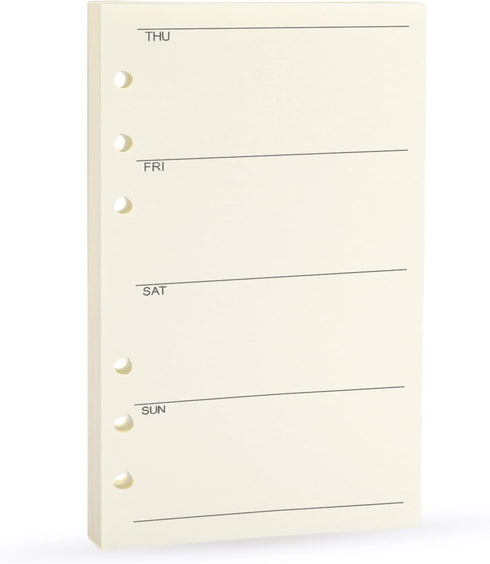 Spiral Notebook Refill Weekly Planner Refill, Undated 6 Hole Insert Paper for Filofax, 45 sheets