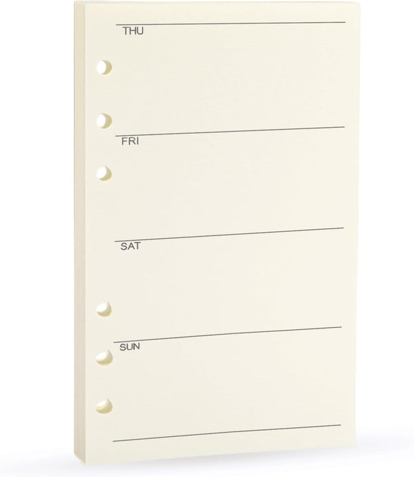 Spiral Notebook Refill Weekly Planner Refill, Undated 6 Hole Insert Paper for Filofax, 45 sheets