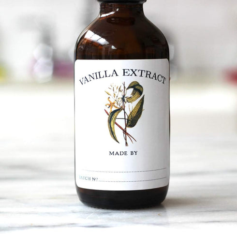 Vanilla Extract Labels - Pack of 12, Size 2" x 2"