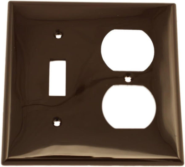 Leviton 80705 2-Gang 1-Toggle 1-Duplex Device Combination Wallplate, Standard Size, Thermoplastic Nylon, Device Mount, Brown by Leviton