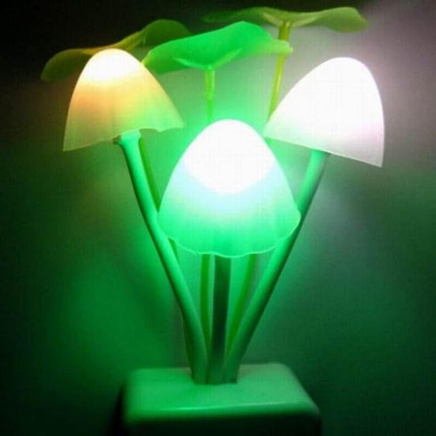 anso 3 Bulbs Night Light Light Sensor LED Mushroom Lamp Night Lamp Baby Home Bedsides (Grass)