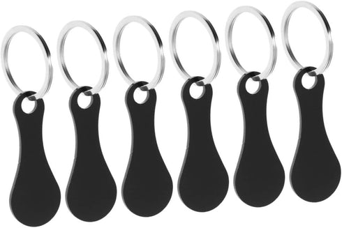 6Pcs Stainless Steel Shopping Cart Tokens Keychain Grocery Trolley Coins Portable Quarter