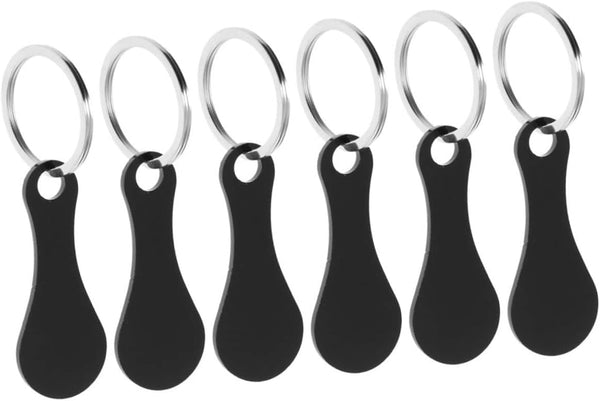 6Pcs Stainless Steel Shopping Cart Tokens Keychain Grocery Trolley Coins Portable Quarter