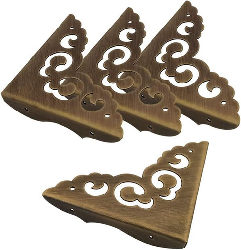 Corner Protector Edge, 4 Pcs Antique Metal Decorative Box Bumpers for Cabinet Jewelry Box Furniture Hardware