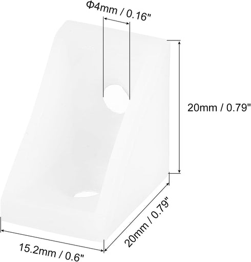 20Pcs 90 15.2x20x20mm uxcell Degree Plastic Corner Braces, Nylon Shelf Right Angle Brackets with Screws for Cabinets