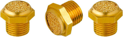 Quickun Pneumatic Muffler Silencer, 1/8” Male Thread Brass Air Exhaust Muffler (Pack of 3)
