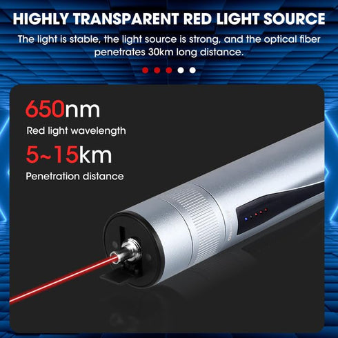 Fiber Tester 5Km Visual Fault Locator with Li-ion Battery and USB Type-C Charge, Includes FC to LC Adapter