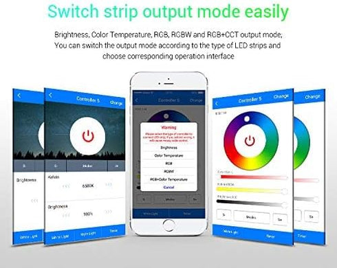 5in1 WB5 2.4GHz Dimming WR01RF WR02RF BTF-LIGHTING Tuya WiFi PWM LED Controller Compatible with Alexa/Google Home/Smart