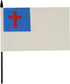 Christian Religion Table Flag, 5'' x 8'', Black Plastic Stick and Base