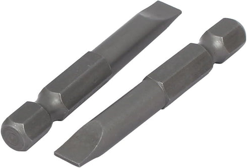 uxcell 10 Pcs 6mm Slotted Tip Magnetic Flat Head Screwdriver Bits, 1/4 Inch Hex Shank, 2-inch Length
