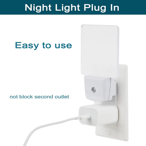 2 Pack LED Night Light with Dusk to Dawn Sensor - Cool White Illumination