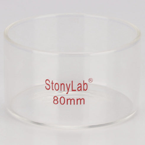 stonylab Crystallizing Dish, 100 ml, O.D. 80 mm, Thick-Wall High Borosilicate Glass, Flat Bottom, No Spout Lab Glassware