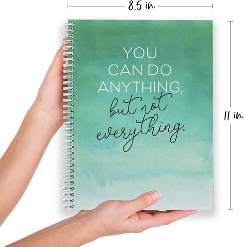 Softcover Motivational Spiral Notebook/Journal, 8.5" x 11", 120 Checklist Pages, Durable Gloss Laminated Cover, White