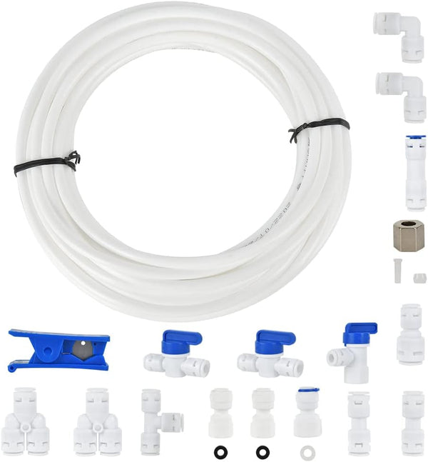 CGELE Refrigerator Water Line Kit, 39.4ft Ice Maker Water Line with 1/4" OD Quick Connect Fittings for Fridge