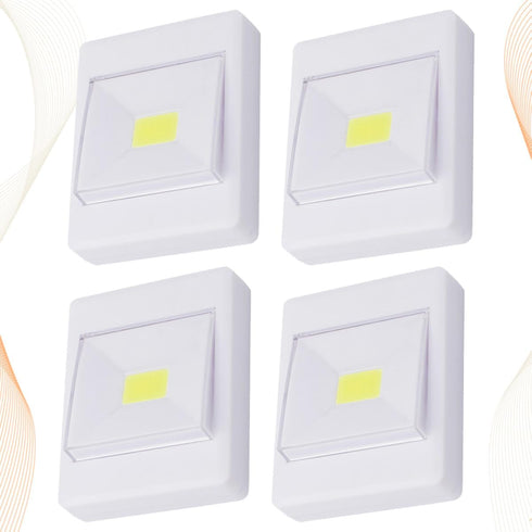 4pcs Closet, Mipcase Cob Battery Operated LED Cabinet Lights, Emergency White Wall-Mounted Under Cabinet Lighting