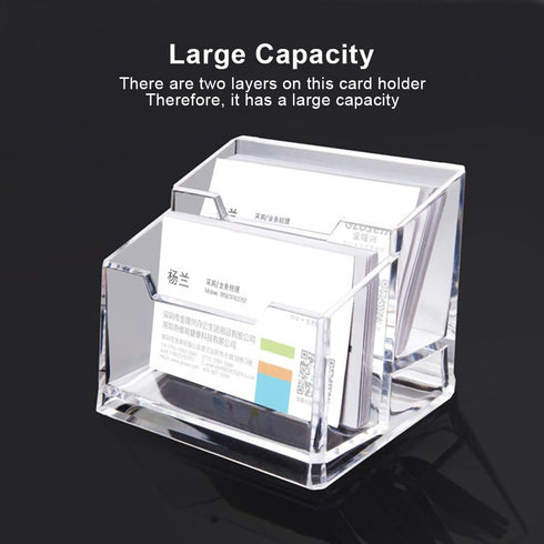 Velarionna 2 2 Acrylic Business Card Holder for Desk Tier Slots, Clear Business Card Display Stand for Men and Women