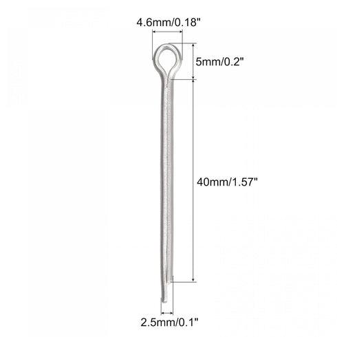 uxcell Split Cotter Pin, 2.5mm x 40mm Stainless Steel Clip Fastener Fitting for Automotive, Mechanics, Silver Tone, 30Pcs