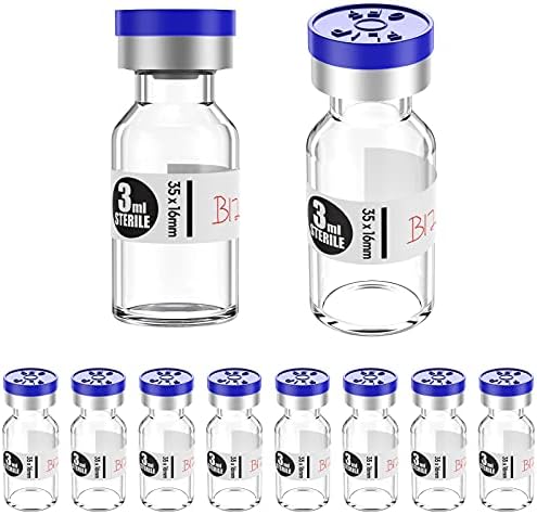 Sterile Empty Vials with Self Healing Injection Port, 10 Pcs 3ml with Flip Off Aluminum Cap, Sterile Package