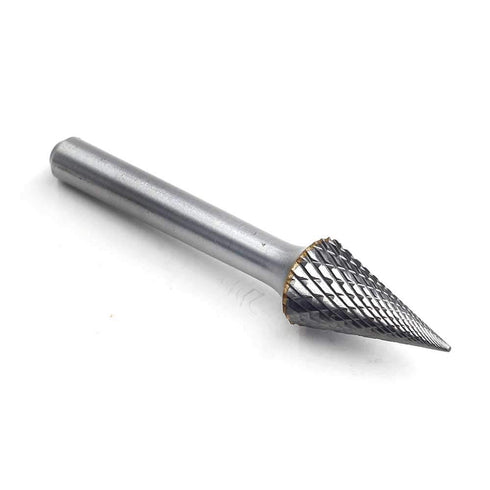 SM-5 Tungsten Carbide Burr, Pointed Cone Shape Double Cut Rotary Burrs File (1/2'' Cutter Dia, 1'' Cutter Length)