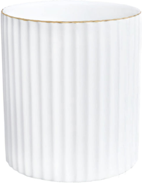 Pen Holder for Desk, Ceramic Pencil Cup, Makeup Brush Organizer, White