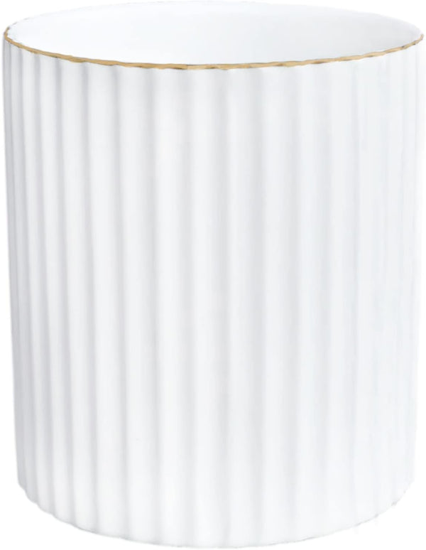 Pen Holder for Desk, Ceramic Pencil Cup, Makeup Brush Organizer, White
