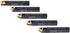 Accusize Industrial Tools 5 Pc Indexable Turning Tool Set, 1/4'' by 2'' Oal, with Tcmt1.8(1.5) Carbide Inserts