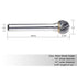 SD-5 Tungsten Carbide Burr Ball Shape Double Cut Rotary Burrs File, 1/2'' Cutter Dia, 1/4'' Shank Dia