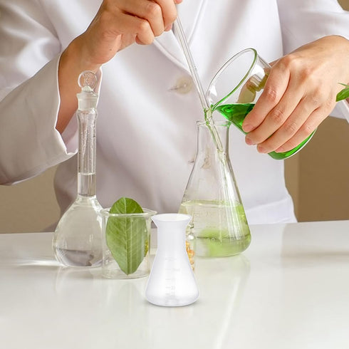 6pcs Sterile 50ml Plastic Erlenmeyer Flask, Narrow Neck Education Experiment Supplies with Graduations Learning Tool