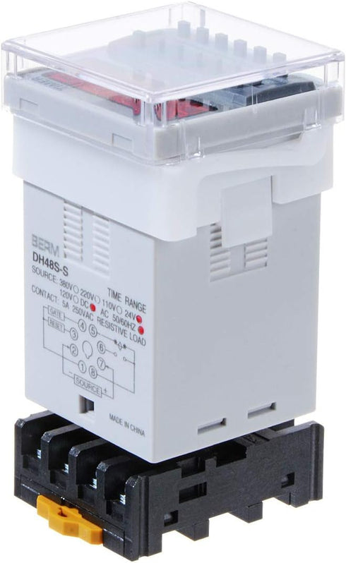 YXQ DH48S-S 0.1S-99H Adjustable Time Delay Timer Relay + PF083A Relay Base, 24VDC
