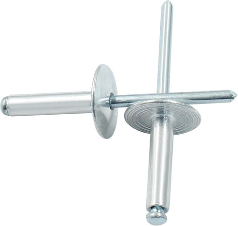 60 Pcs Large Flange Aluminum Blind Rivets, 3/16" x 1" Dome Head Pop Rivets for Installing Accessories, Silver