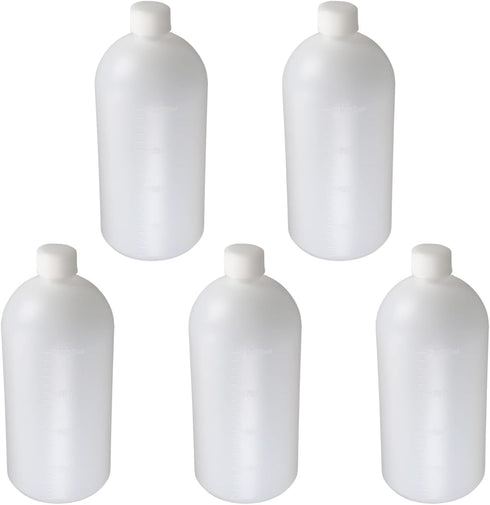 Othmro 5Pcs 1000ml/33.82oz PE Bottles, Small Mouth Laboratory Reagent Bottle for Food Store, White Translucent