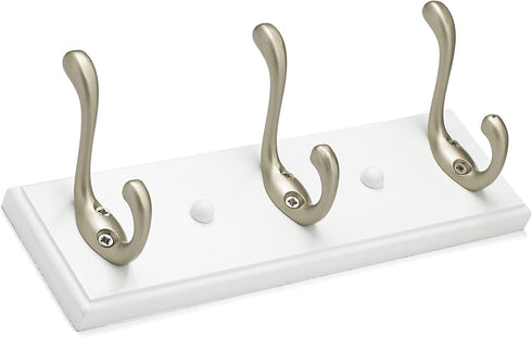 Richelieu Hardware Utility Hook Rack, 10 in (255 mm), Matte Nickel and White