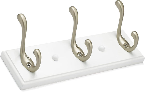 Richelieu Hardware Utility Hook Rack, 10 in (255 mm), Matte Nickel and White