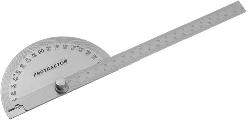 Stainless Steel Angle Protractor 0-180 Degrees Measuring Ruler with 20cm/7.87" Round Head for Woodworking