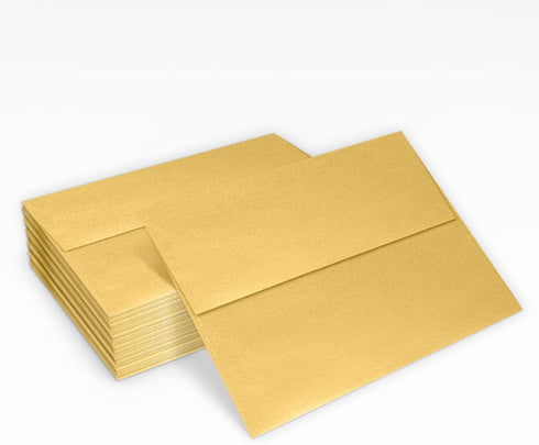 LUXPaper Gold Metallic A7 Invitation Envelopes | Peel & Press | 5 1/4" x 7 1/4" | 80lb Text | 50 Qty
