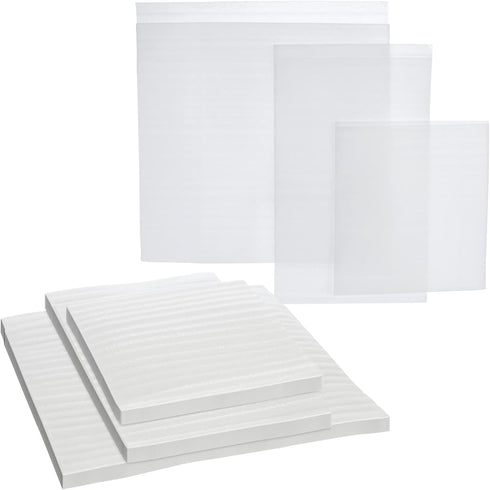 Okuna Outpost Packing Foam Pouches, 75 Count in 3 Sizes for Glass & Dish Protection (White)