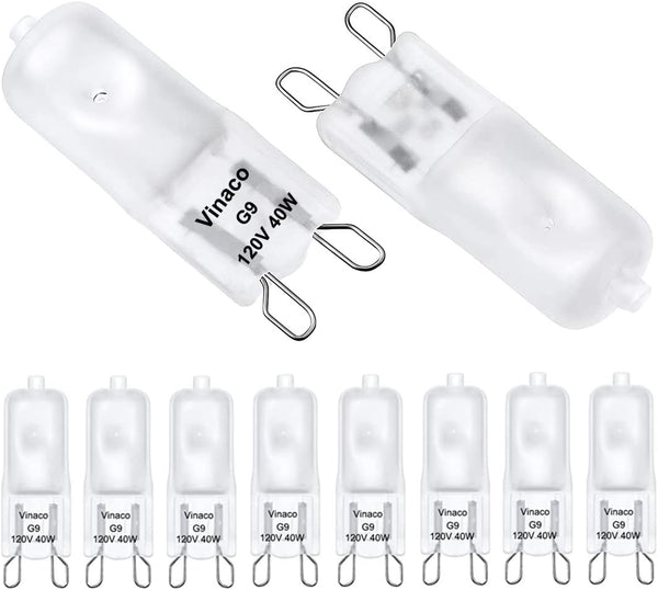Vinaco G9 Bulb, 10 Pack G9 Frosted 40W Halogen Light Bulbs, High