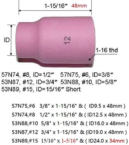 RIVERWELD TIG Large Gas Lens Alumina Nozzle Ceramic Cups 53N87#12 3/4" Orifice Fit SR DB WP 9 17 18 20 25 26 TIG Welding Torch 5pk by RIVERWELD