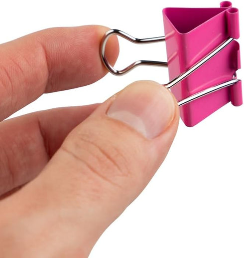 64 JAM Plus Pink Medium Binder Clips + Size Rubberbands