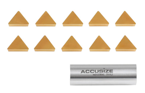Accusize Industrial Tools Tpg321 Carbide Inserts - Tin Coated, 10 Pcs, 2127-1026x10