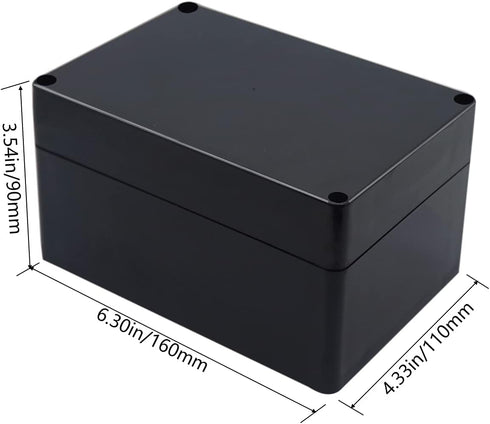 Project Box IP65 Waterproof Junction Box ABS Plastic Black Electrical Boxes DIY Electronic Project Case Power Enclosure 6.3x4.33x3.54 inch (160x110x90 mm) by Otdorpatio
