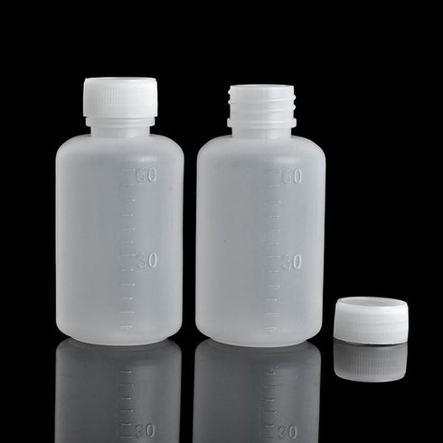 50Pcs 60ml 2oz PE Plastic Empty Small Mouth Graduated Lab Chemical Container Reagent Bottles for Liquid Storage
