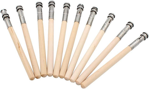 Hillento Pencil Extenders, Adjustable Pencil Lengthener with Electric Eraser, Pencil Extender Holder for Colored Pencils, Wooden (10 Pcs)