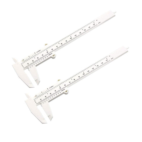 uxcell Vernier Caliper, 150mm 6 Inch Metric Mini Double Scale Plastic Ruler for Inside Outside Depth, 2 Pieces