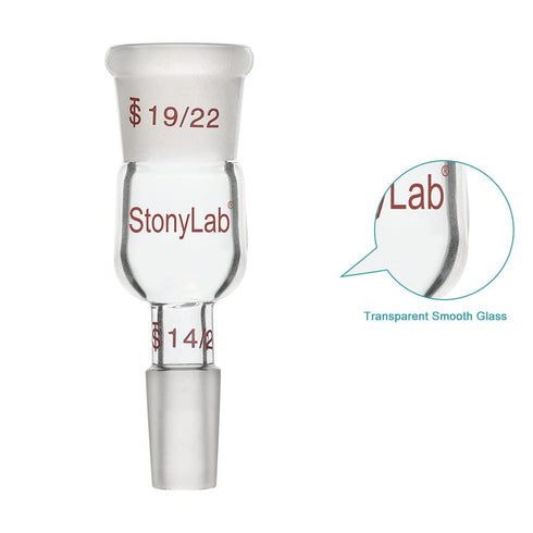stonylab Glass Reducing Connecting Adapter, Borosilicate Glass 19/22 Outer to 14/20 Inner Joint