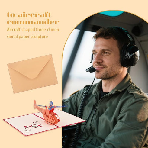 Yreamont 3D Helicopter Pop up Card for Grandson Granddaughter Trip Announcement Cards for Daughter Son Navy Helicopter